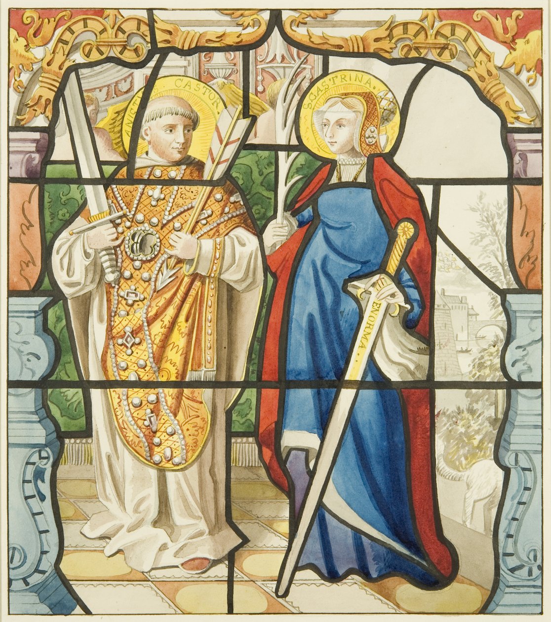 Witraż w oknie zakrystii św. Marka (akwarela na papierze) autorstwa Joseph Manning