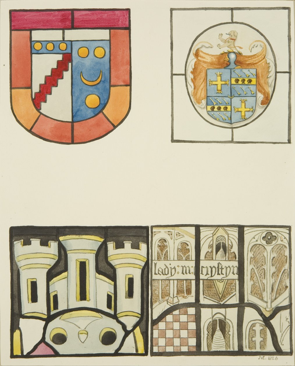 Witraż w oknie kaplicy tkaczy w kościele świątynnym (akwarela na papierze) autorstwa Joseph Manning