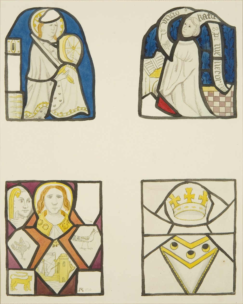 Witraż w oknie kaplicy tkaczy w kościele świątynnym (akwarela na papierze) autorstwa Joseph Manning