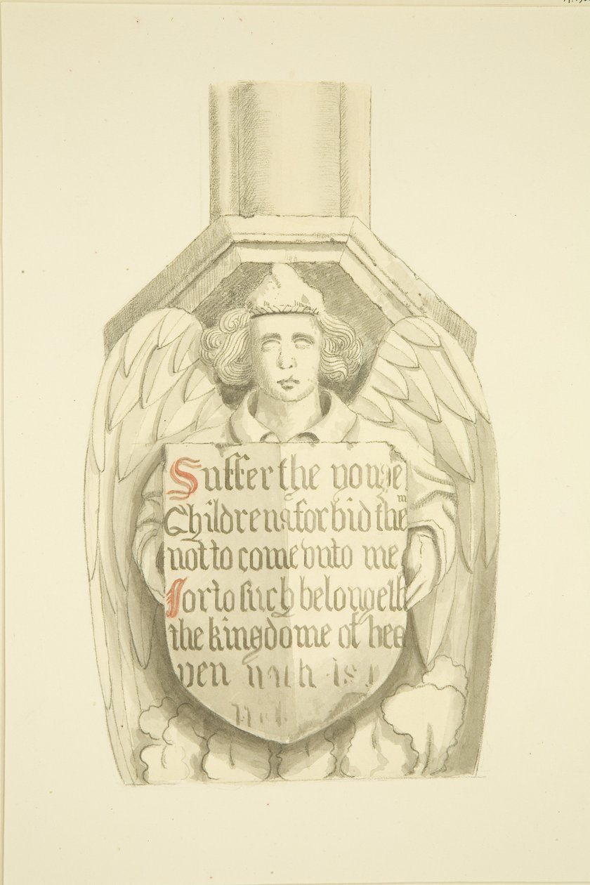 Kratownica na filarze w kącie południowo-zachodnim, w pobliżu organów St Mary Redcliffe (akwarela na papierze) autorstwa Joseph Manning