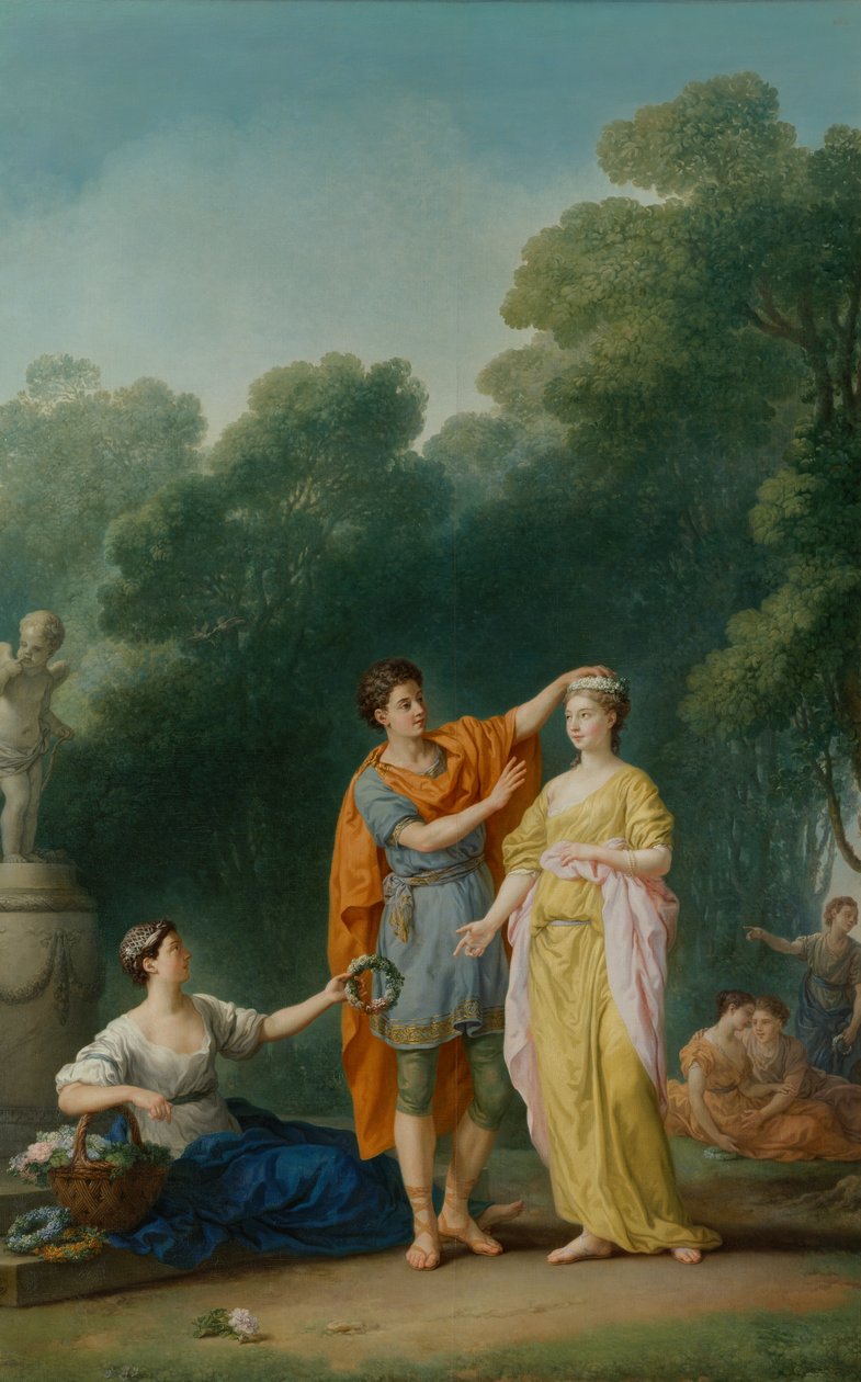 Kochanek koronujący swoją kochankę, 1733 autorstwa Joseph Marie Vien