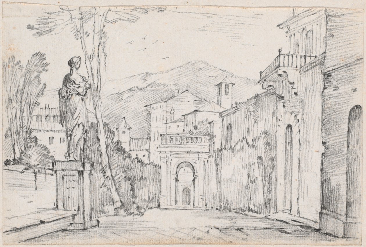 Ulica rzymska z Monte Cavo w oddali autorstwa Joseph Marie Vien