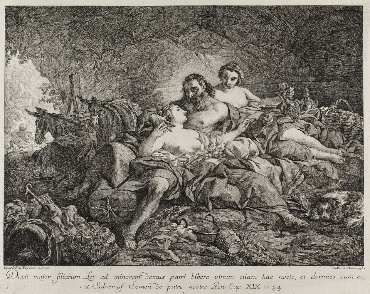 Lot i jego córki, 1748 autorstwa Joseph Marie Vien