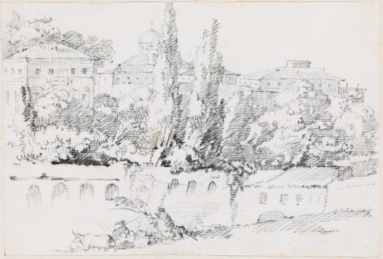 Mury Rzymu z Santa Maria del Popolo w oddali autorstwa Joseph Marie Vien