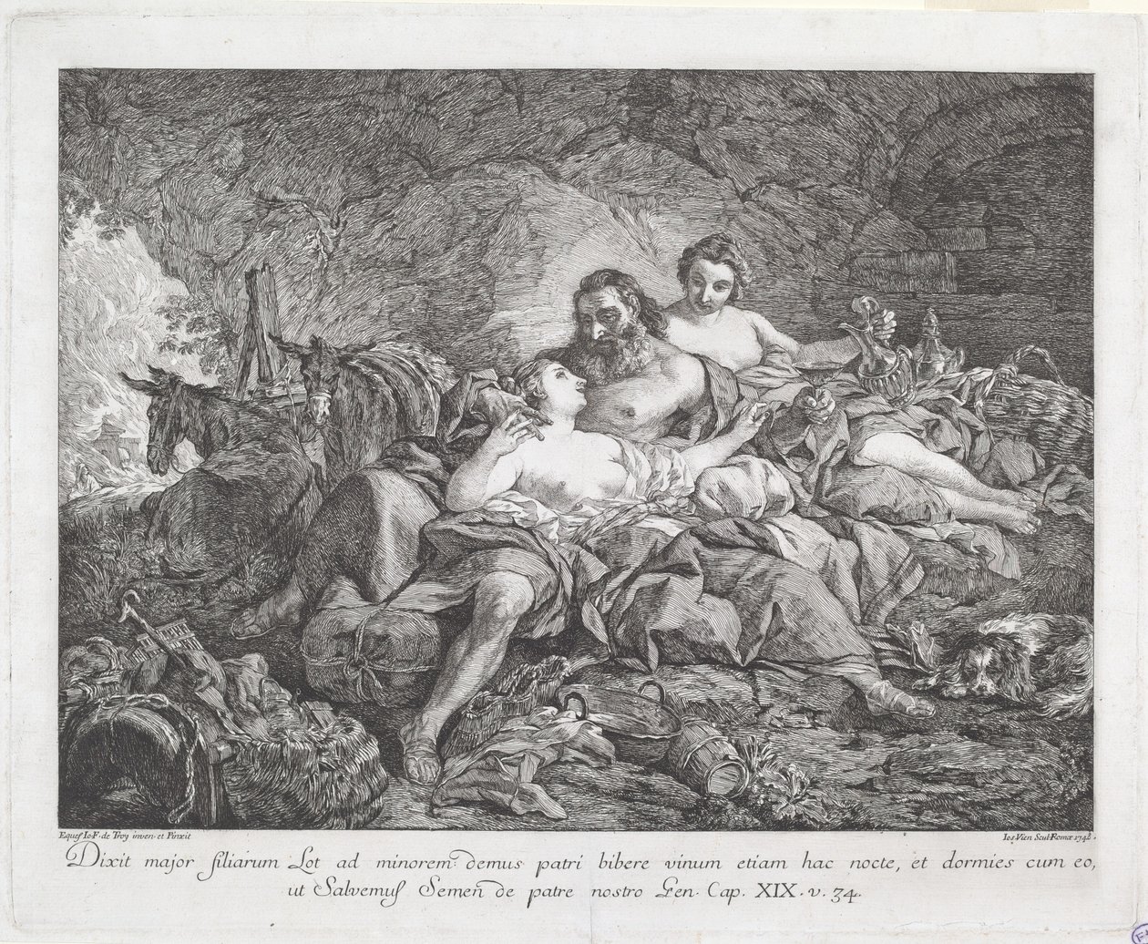 Lot i jego córki autorstwa Joseph Marie Vien after Jean François de Troy