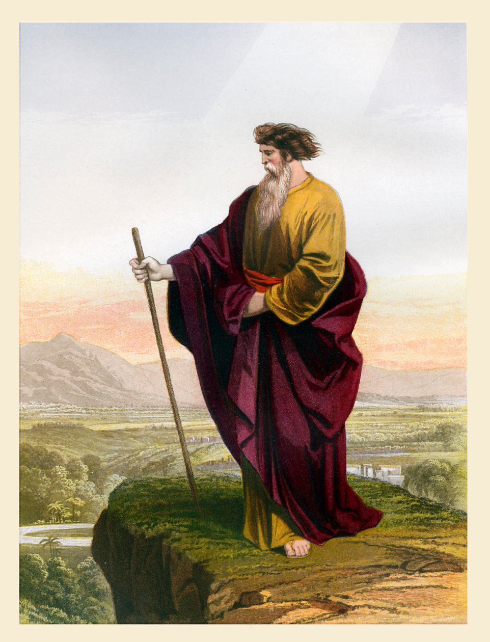 Mojżesz oglądający Ziemię Obiecaną, ilustracja z "Biblii Browna" (litografia) autorstwa Joseph Martin Kronheim