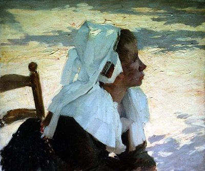 Sprzedawca jabłek, Bretania autorstwa Joseph Milner Kite