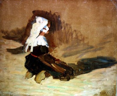 Klęcząca Bretonka autorstwa Joseph Milner Kite