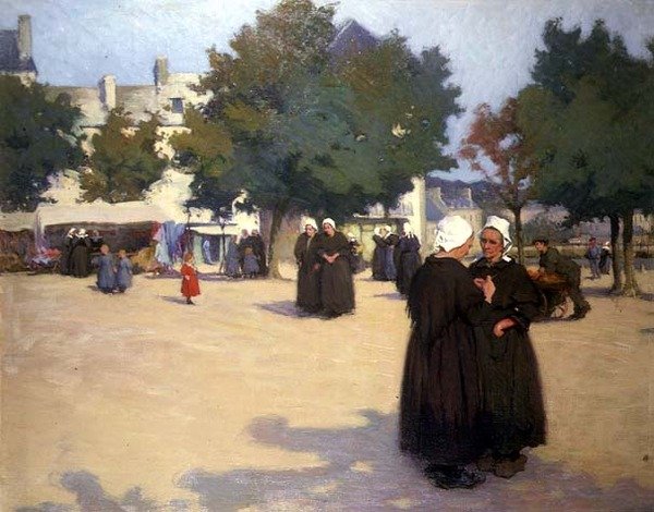 The Village Square, Bretania (olej na płótnie) autorstwa Joseph Milner Kite