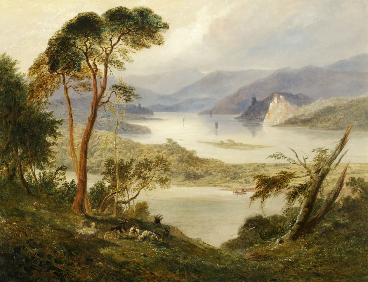 Oberwesel z zamkiem Schonburg nad Renem, 1840 autorstwa Joseph Murray Ince