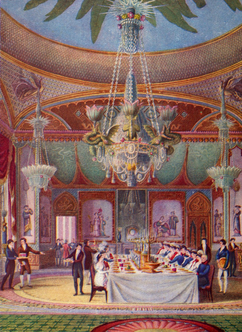 Bankiet w Royal Pavilion, Brighton, c1827, 1938 autorstwa Joseph Nash