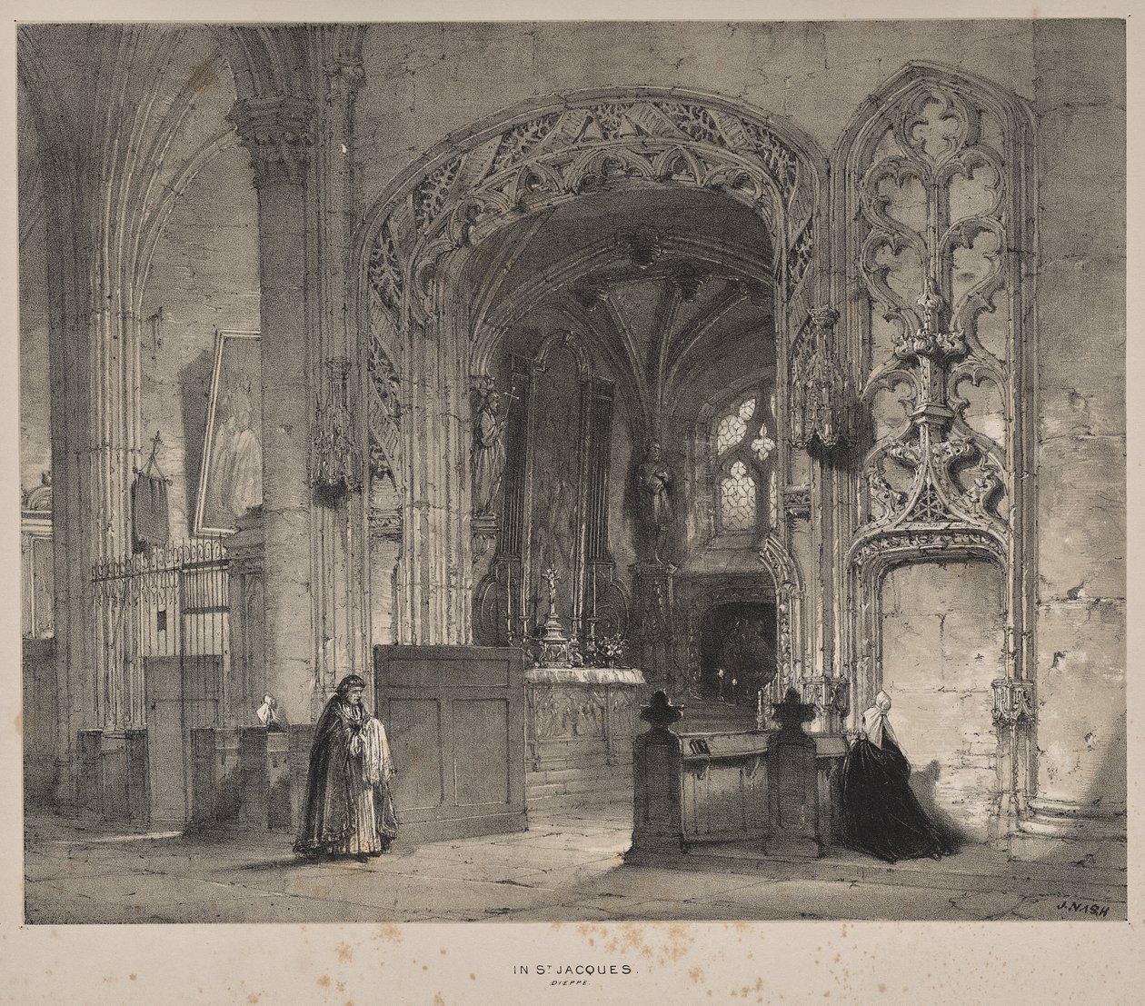 Architektura średniowiecza: kaplica św. Jakuba, Dieppe autorstwa Joseph Nash