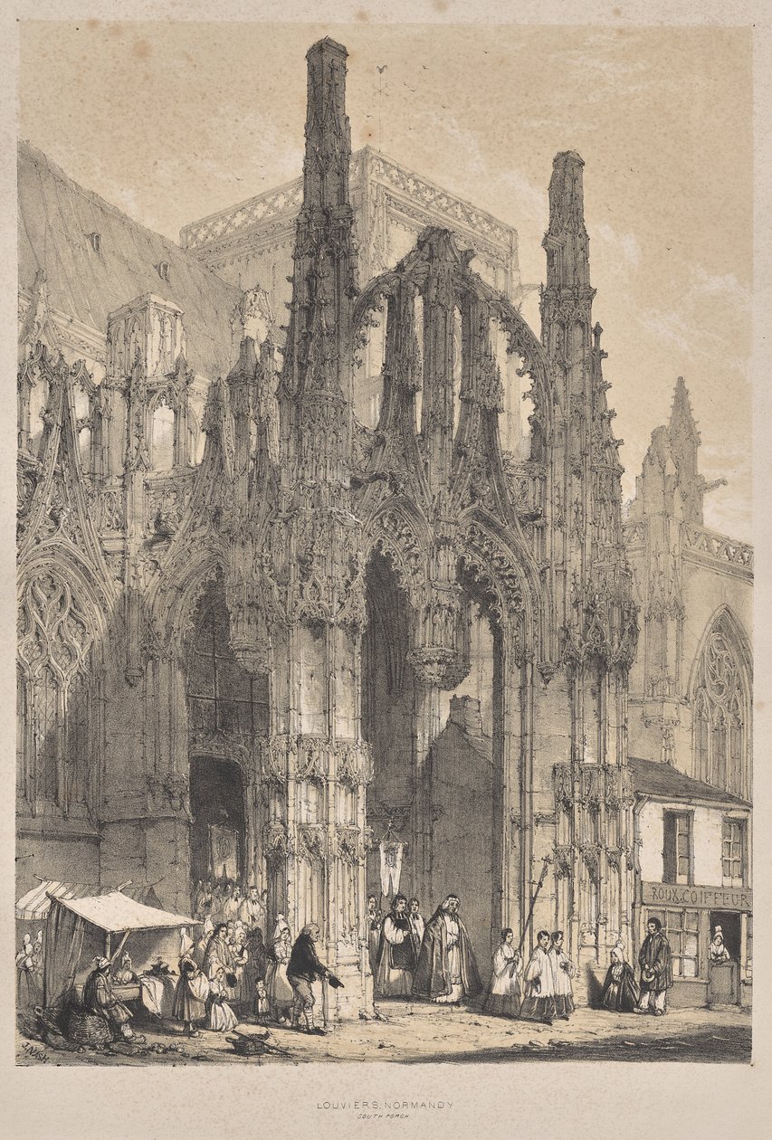Architektura średniowiecza: Louviers, Normandia, Południowa Ganek autorstwa Joseph Nash