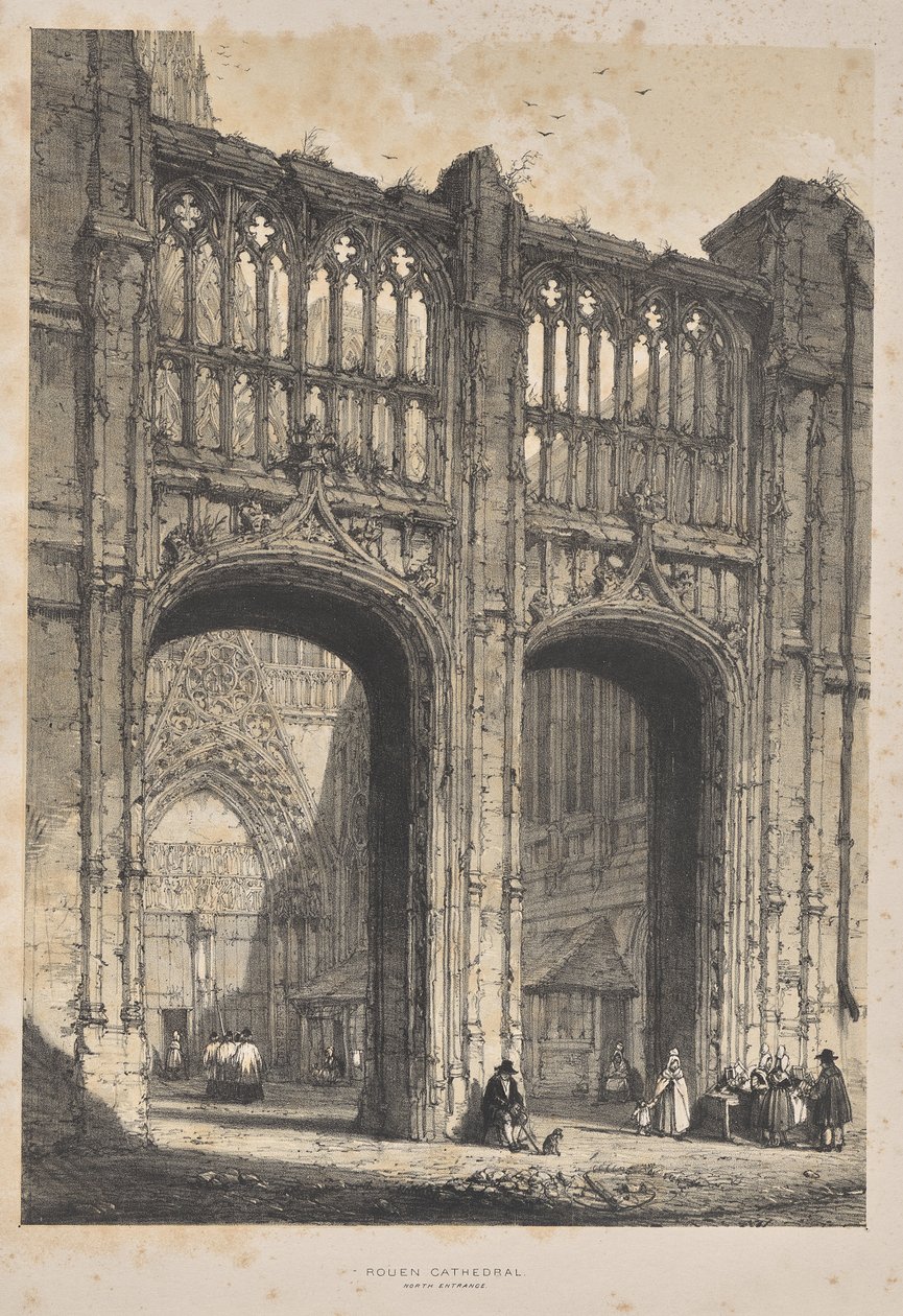 Architektura średniowiecza: Katedra w Rouen, wejście północne autorstwa Joseph Nash