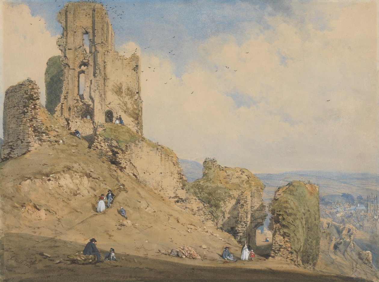 Zamek Corfe, Dorset autorstwa Joseph Nash
