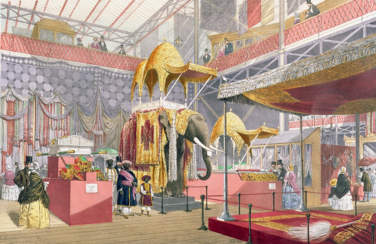 Crystal Palace, Dwór Indyjski, wyd. Dickinson Bros. (kolorowa lito) autorstwa Joseph Nash