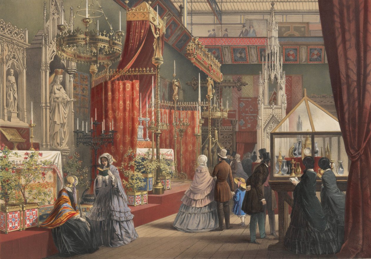 Dwór średniowieczny: Wielka Wystawa 1851, 1854. autorstwa Joseph Nash