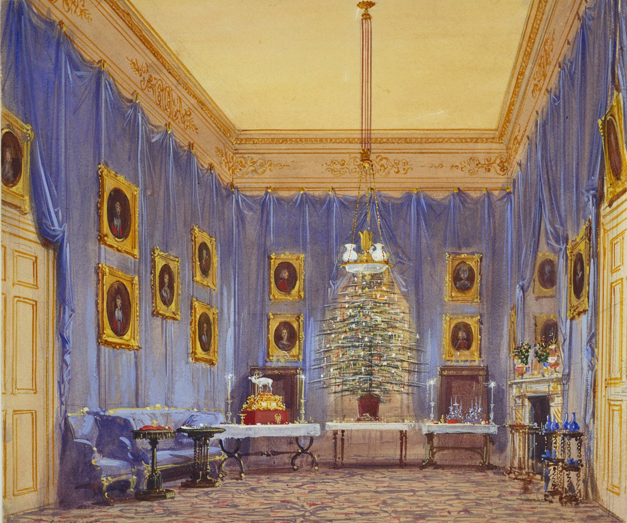 Choinka królowej Wiktorii, zamek Windsor, 1845 autorstwa Joseph Nash