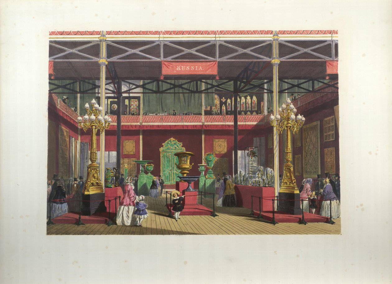 Wnętrze Wystawy Rosyjskiej podczas Wielkiej Wystawy w 1851 r. autorstwa Joseph Nash