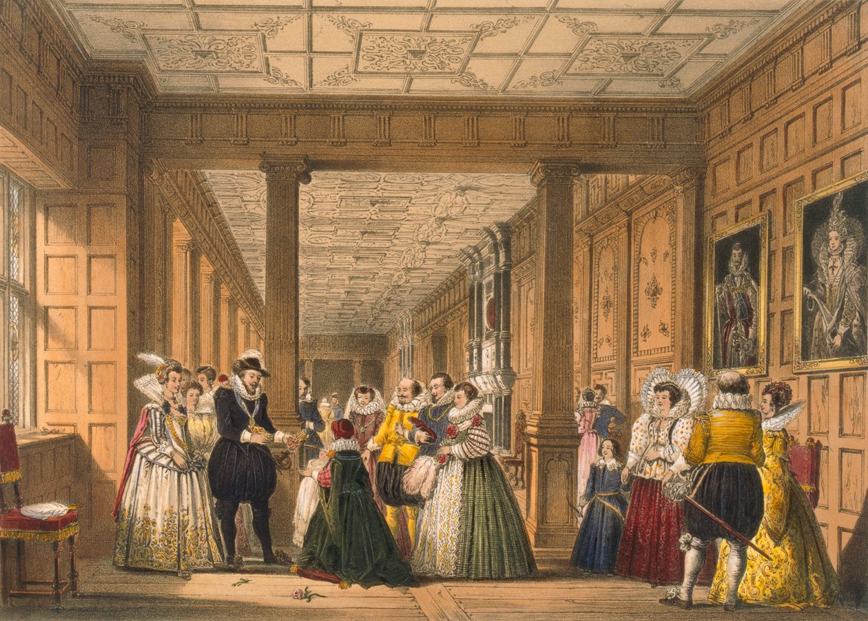 Galeria w Hatfield House, Hertfordshire, wyd. 1838. autorstwa Joseph Nash