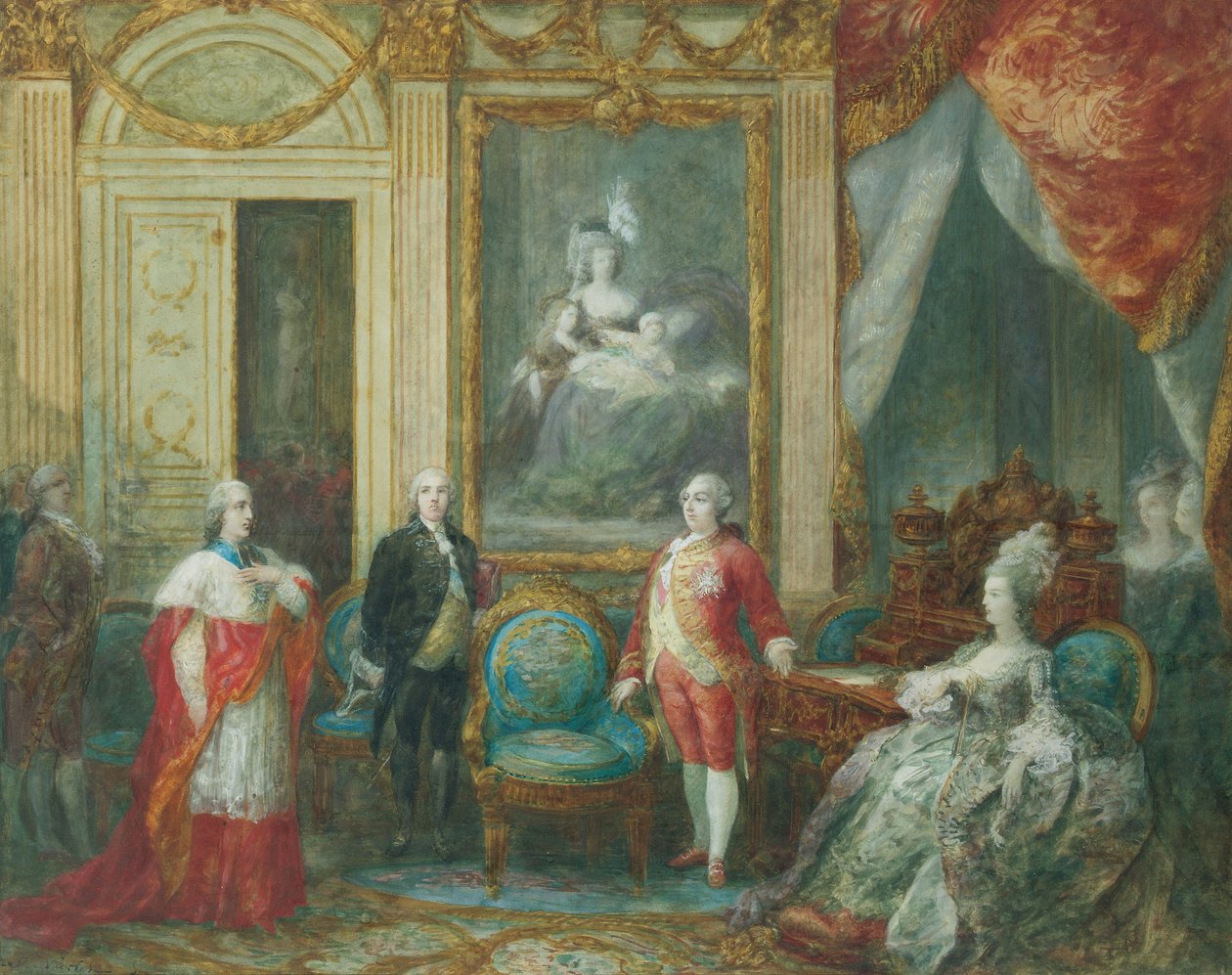 Ludwik XVI i jego żona Maria Antonina otrzymali kardynała autorstwa Joseph Navlet