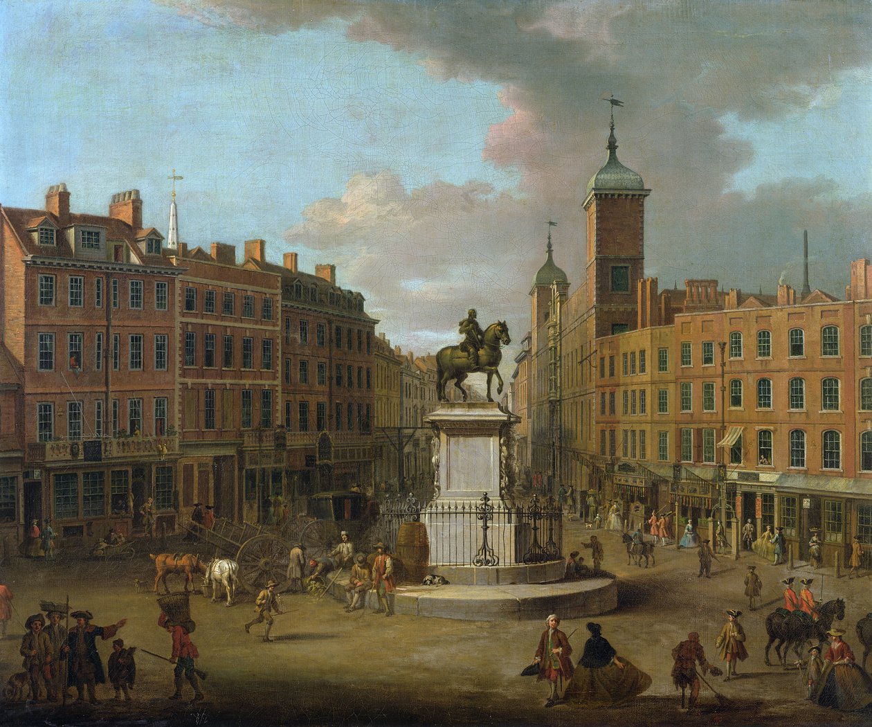 Widok Charing Cross i Northumberland House, 1746 autorstwa Joseph Nickolls