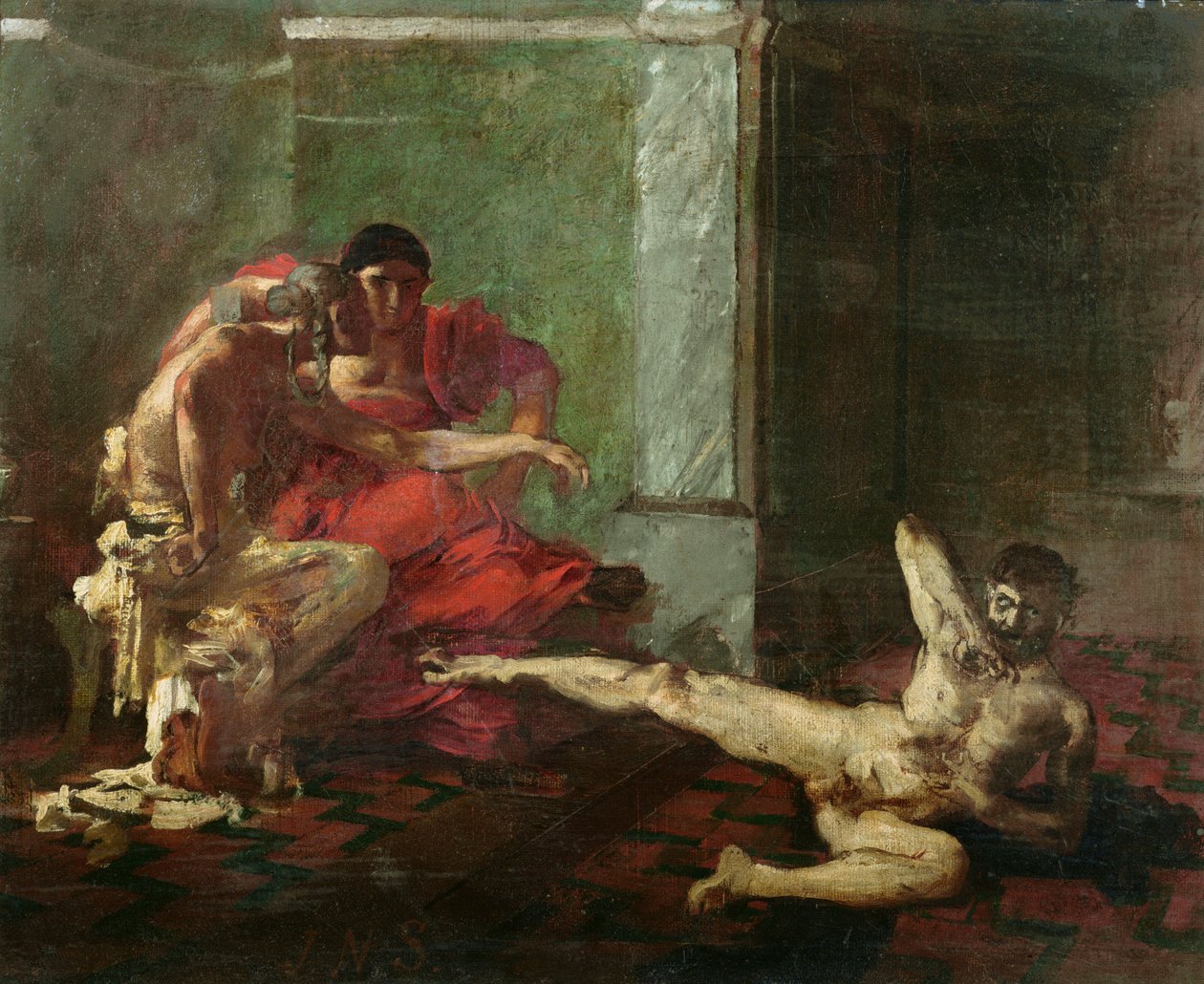 Trucizna testująca Locustę na niewolniku, ok. 1870-80 autorstwa Joseph Noel Sylvestre