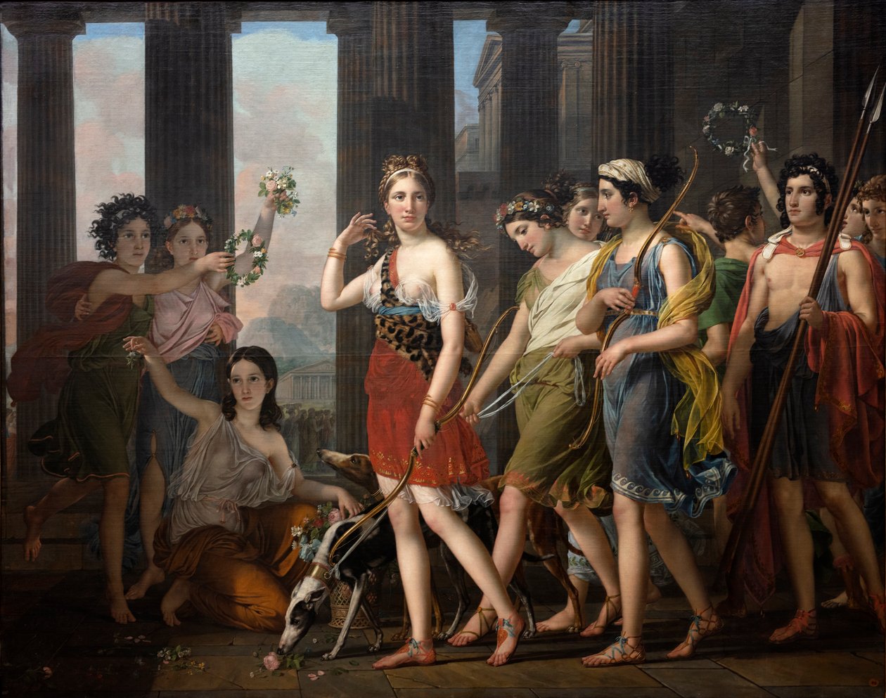 Piękna Anthia prowadząca swoje Towarzysze do świątyni Diany w Efezie, ok. 1820 r. (olej na płótnie) autorstwa Joseph Paelinck
