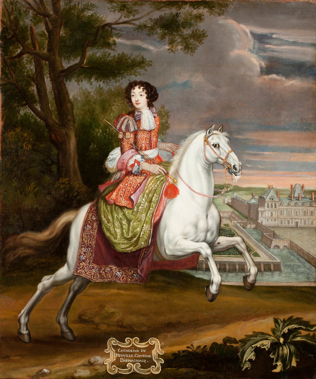 Portret konny Katarzyny de Neufville de Villeroy, hrabiny Armagnac 1639-1707, lata 70. XVII wieku. autorstwa Joseph Parrocel