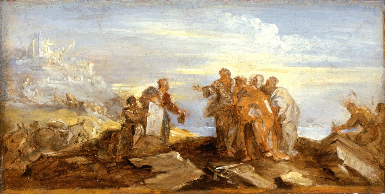Scena z historii starożytnej, ok. 1680-90 (olej na papierze na płótnie) autorstwa Joseph Parrocel