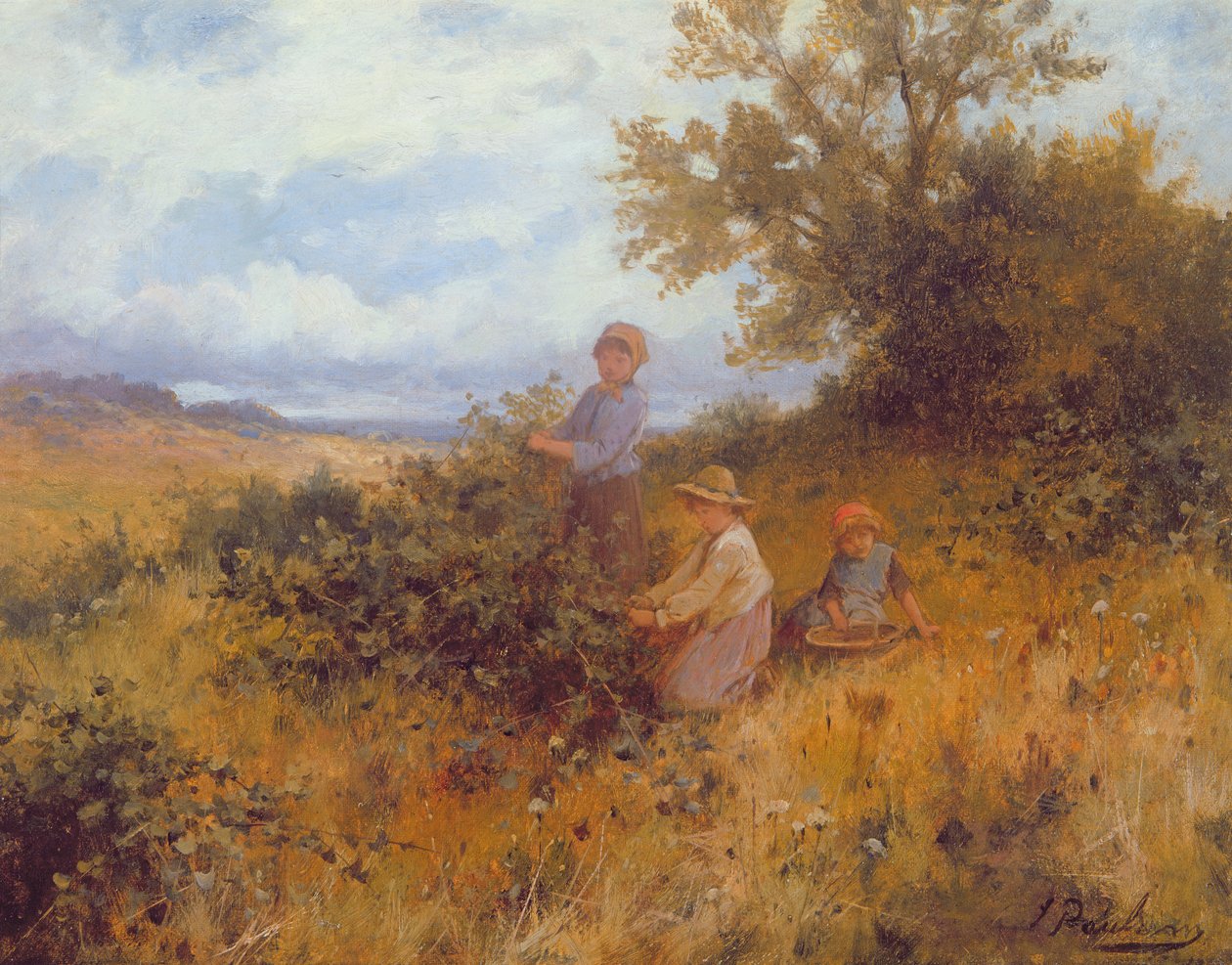 Zbieranie jeżyn, ok. 1870 (olej na płótnie) autorstwa Joseph Paulman