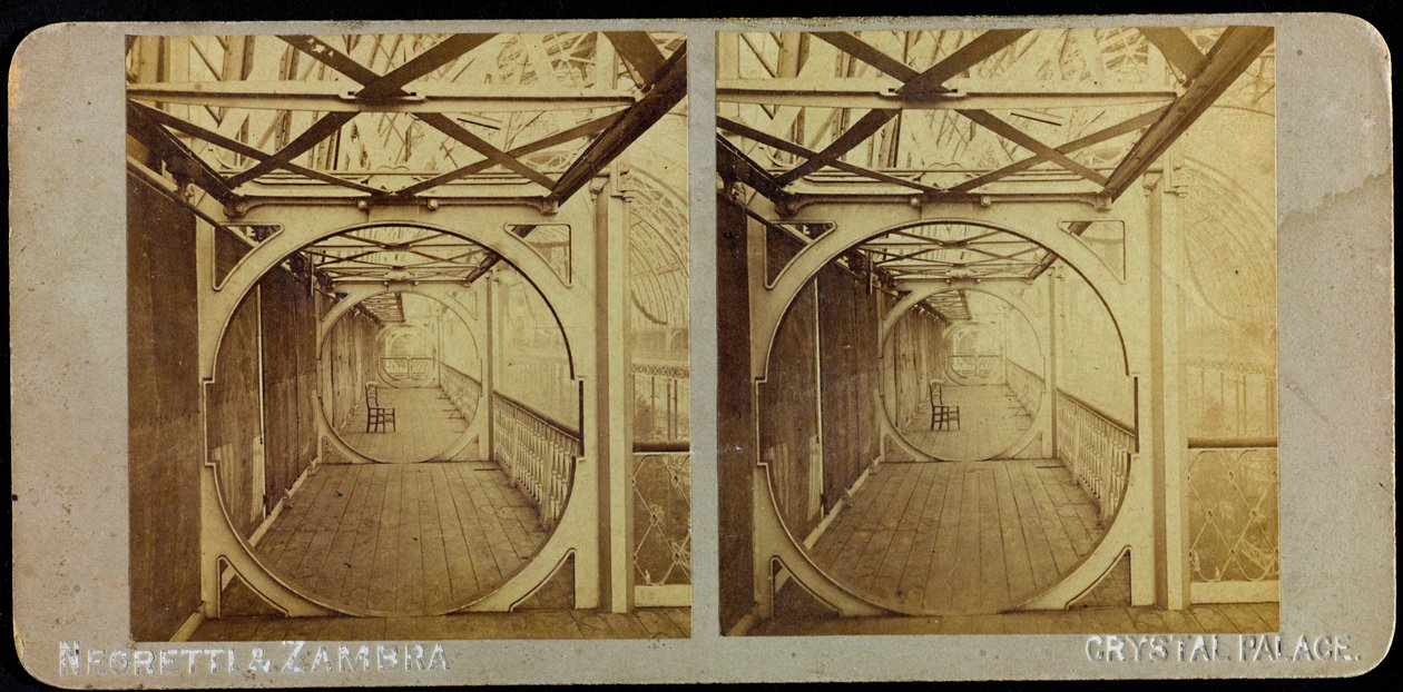 Galeria Teleskopowa, Kryształowy Pałac; Fotografia stereoskopowa autorstwa Joseph Paxton
