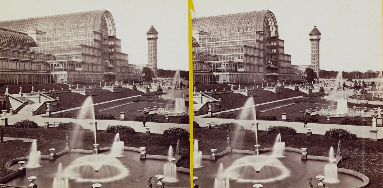 Kryształowy Pałac w Hyde Parku, ok. 1900 (zdjęcie czarno-białe) autorstwa Joseph Paxton