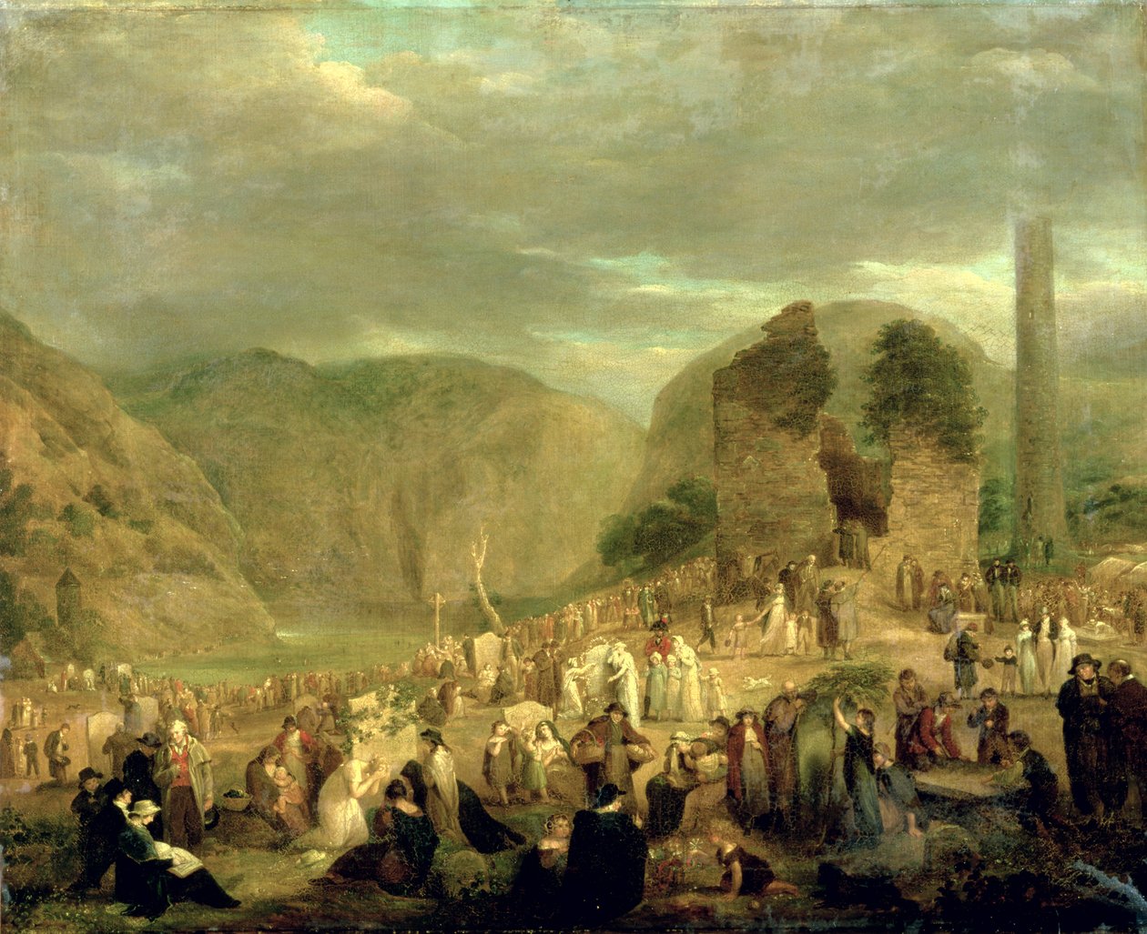 Dzień Zaduszny na cmentarzu w Glendalough autorstwa Joseph Peacock