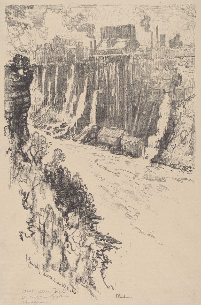 Amerykański Tivoli, 1910. autorstwa Joseph Pennell
