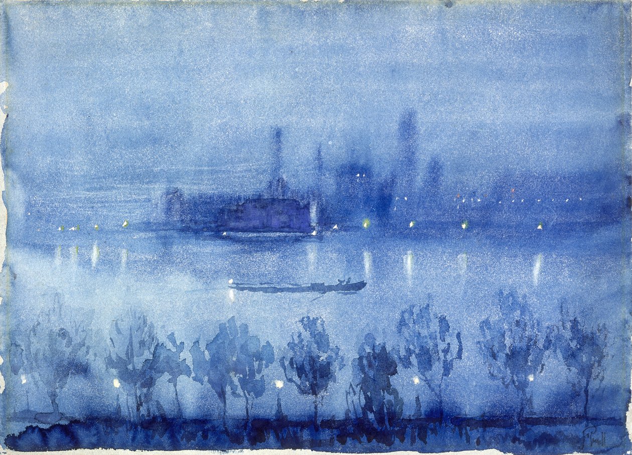 Błękitna noc, Londyn autorstwa Joseph Pennell