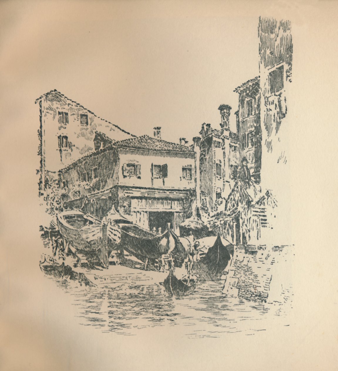 Budowa łodzi, Wenecja, 1905, 1925. autorstwa Joseph Pennell
