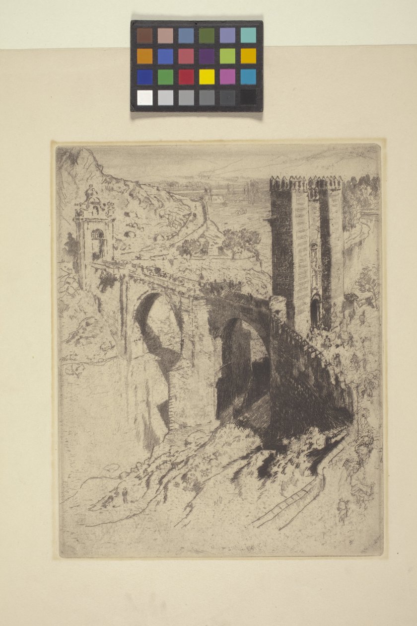Mostek z Alcantary (akwaforta) autorstwa Joseph Pennell