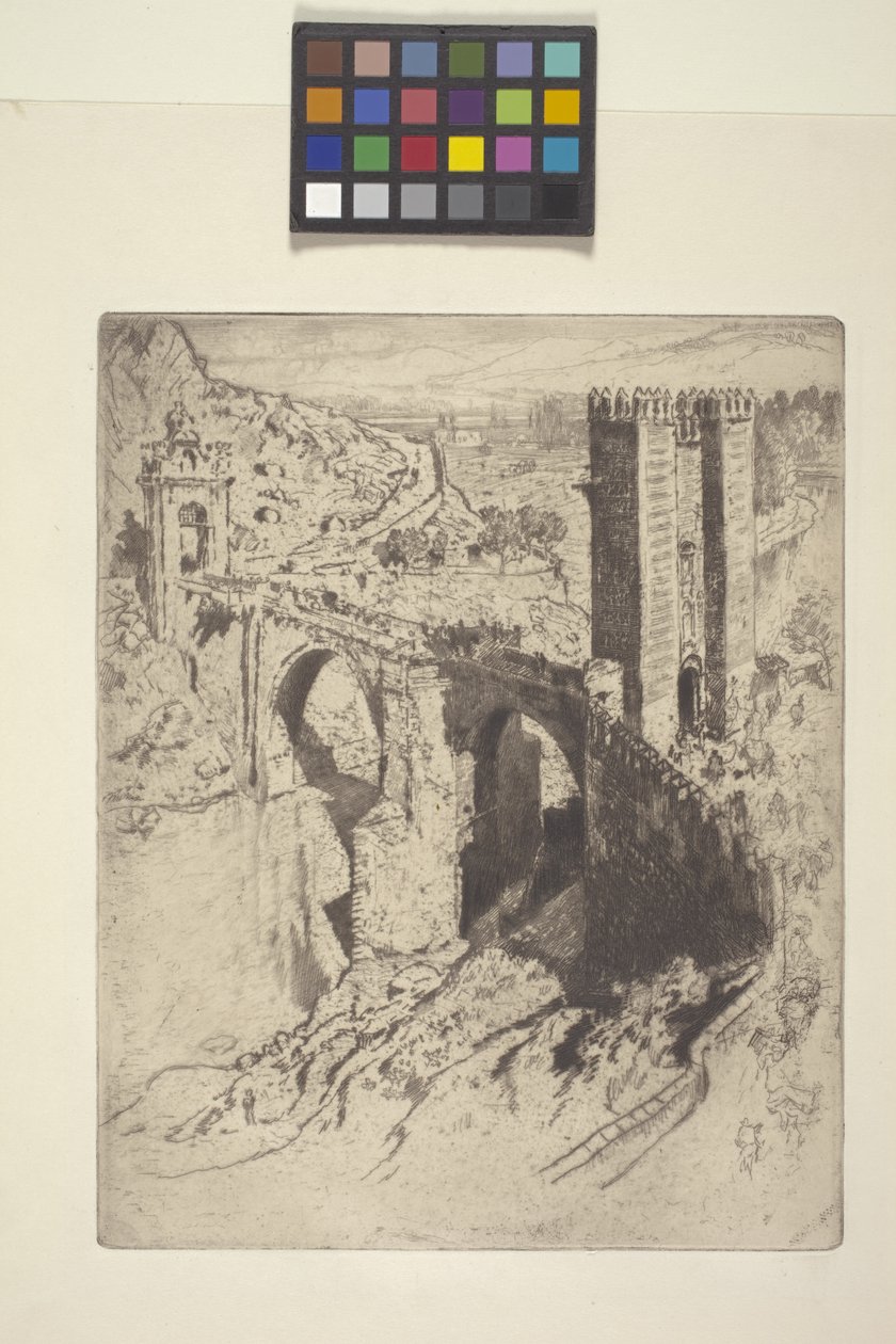Mostek z Alcantary (akwaforta) autorstwa Joseph Pennell