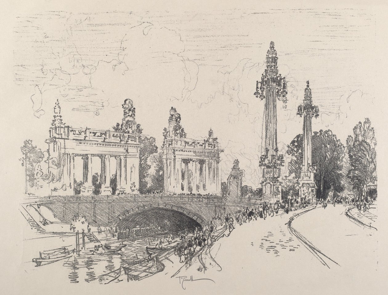 Most w Charlottenburgu, 1921. autorstwa Joseph Pennell