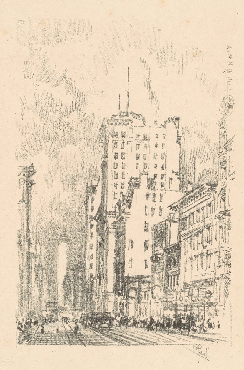 Broadway, powyżej dwudziestej trzeciej ulicy, 1904. autorstwa Joseph Pennell