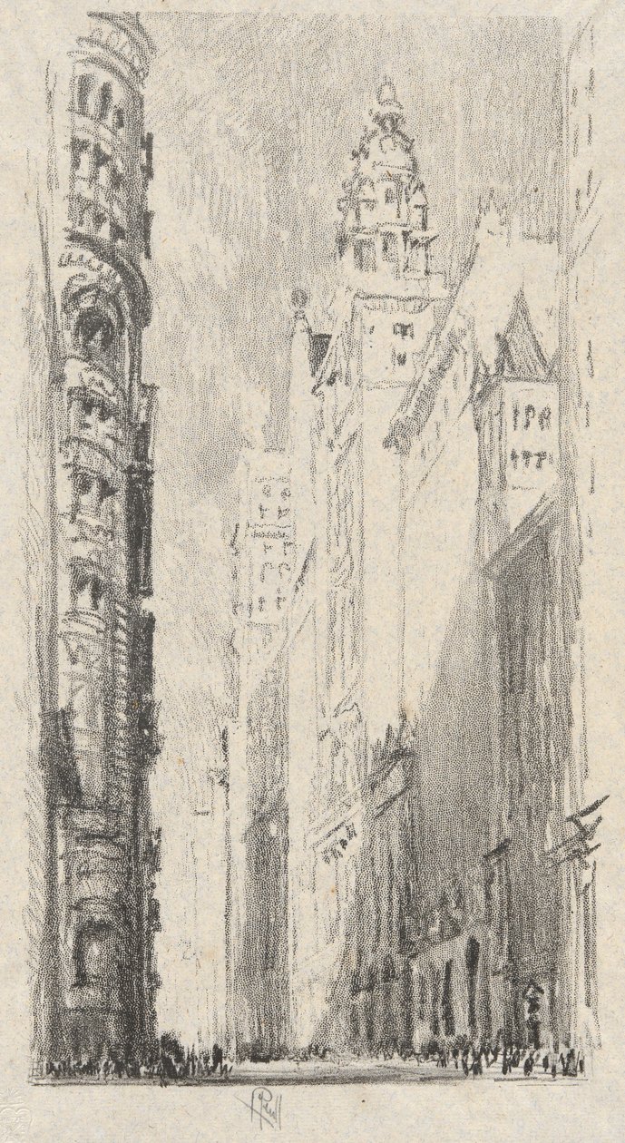 Wieże na Broadwayu autorstwa Joseph Pennell