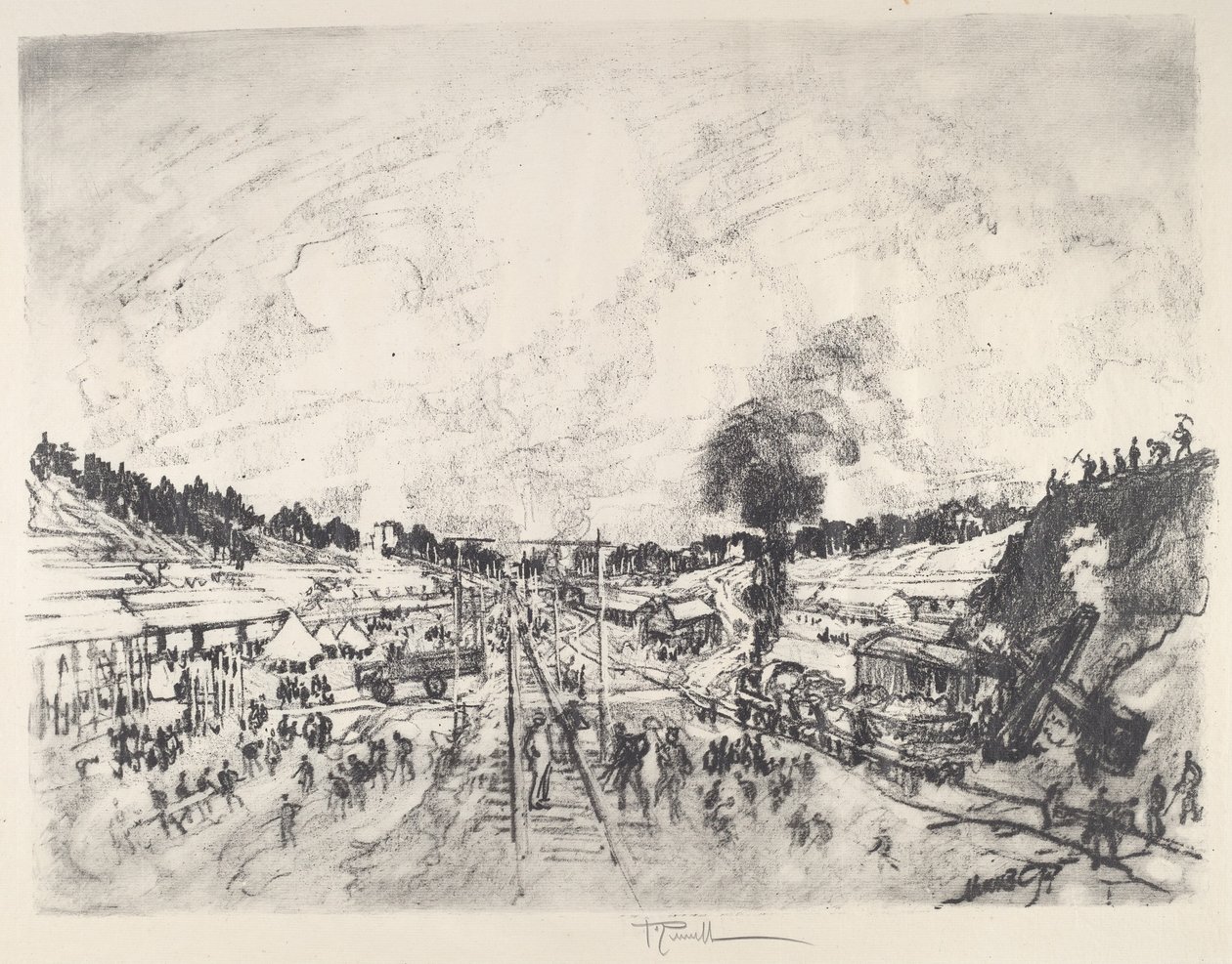 Budowa obozu autorstwa Joseph Pennell