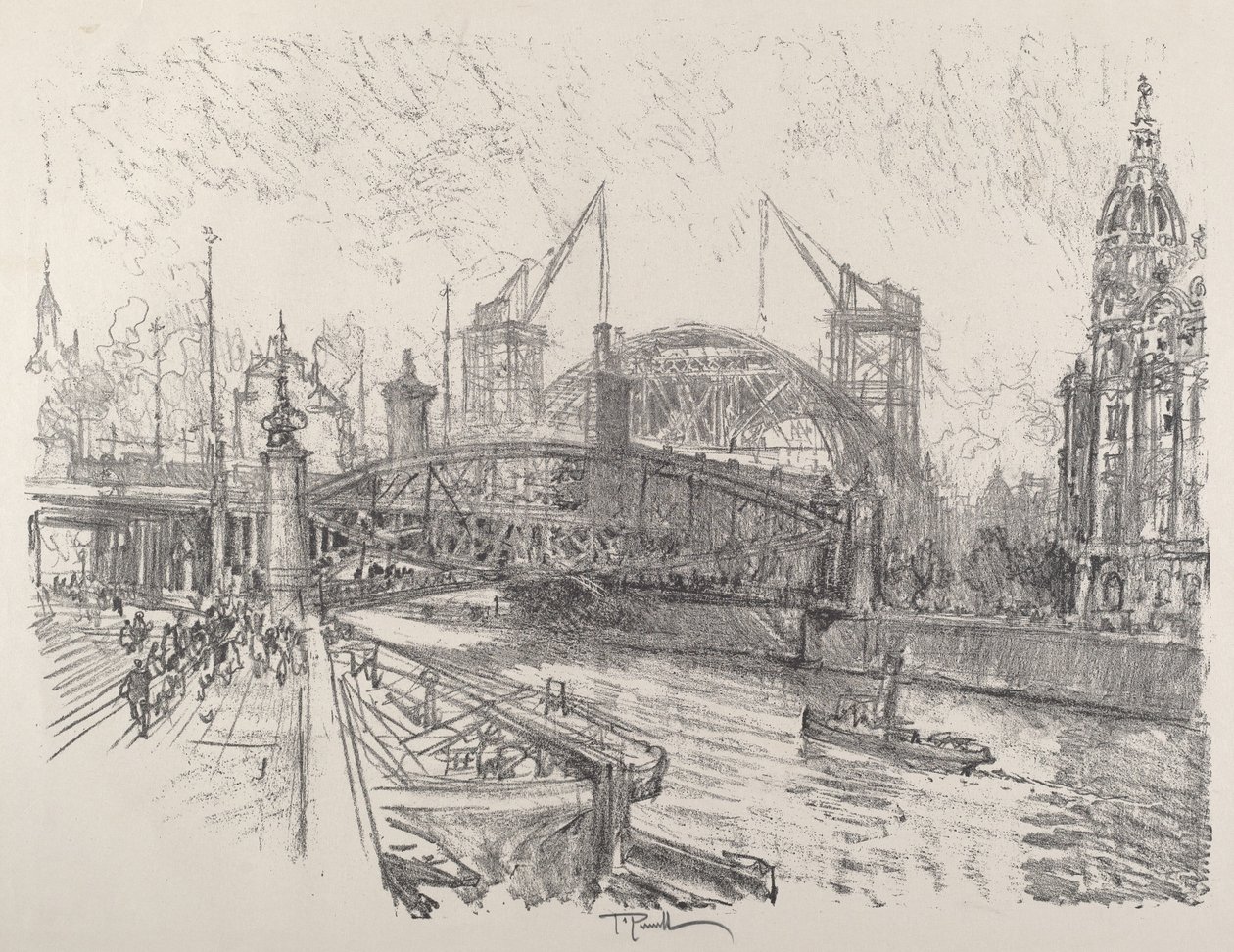 Budowa stacji Friedrichstrasse autorstwa Joseph Pennell