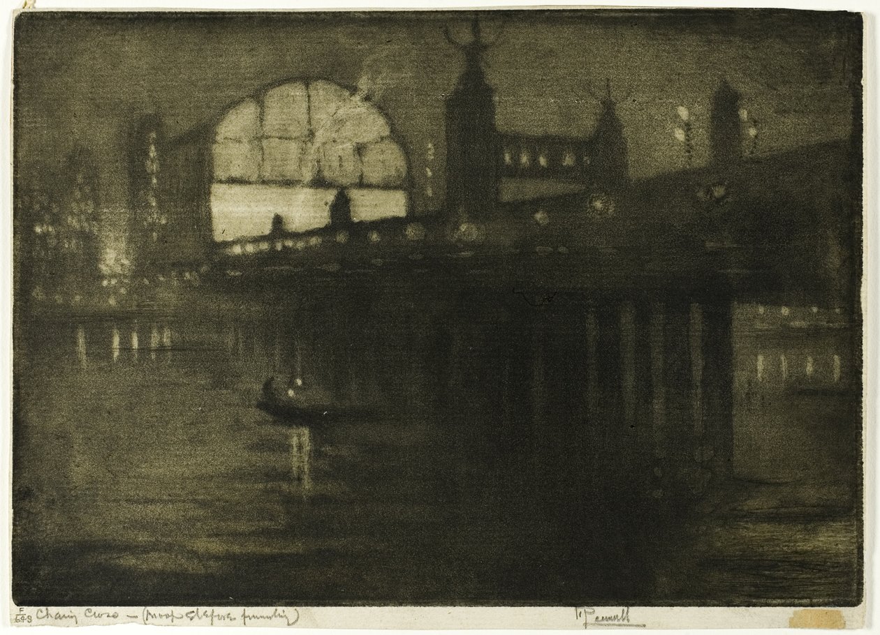 Charing Cross w nocy autorstwa Joseph Pennell