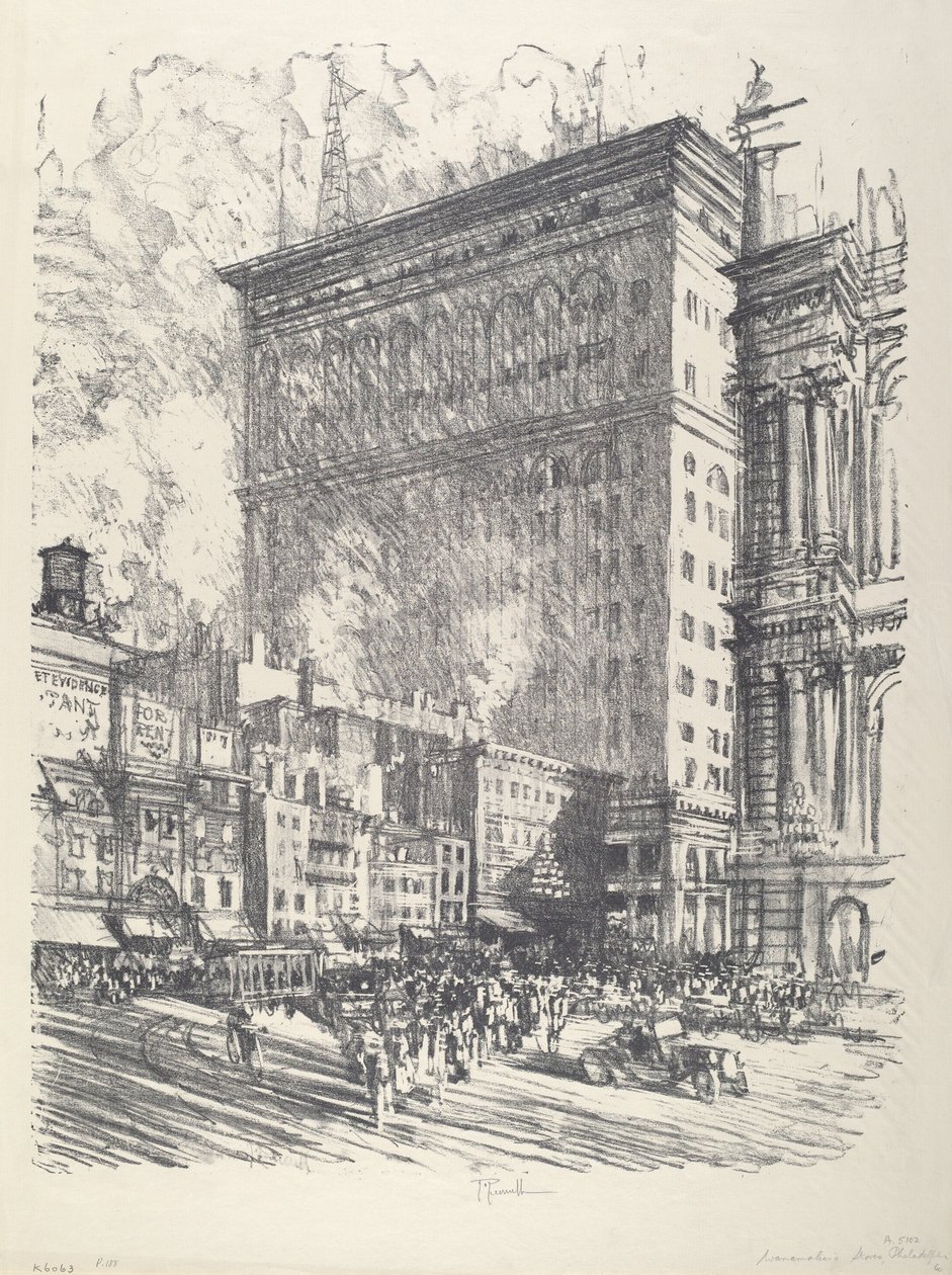 Plac Ratuszowy i budynek Wanamaker autorstwa Joseph Pennell