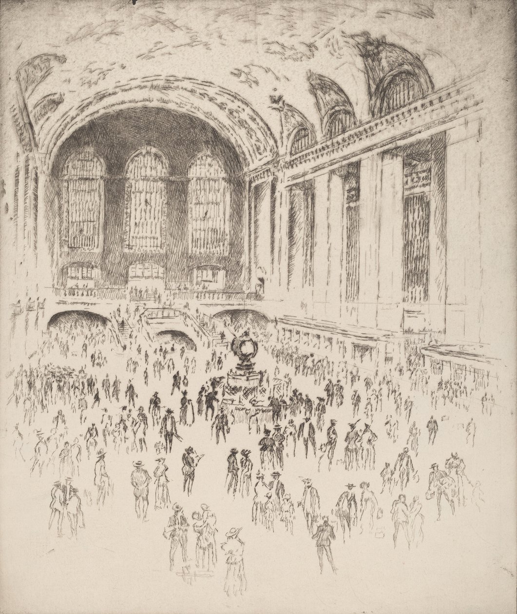 Concourse, Grand Central, Nowy Jork, 1919. autorstwa Joseph Pennell