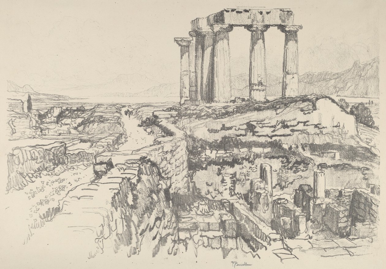 Korynt, w kierunku Zatoki, 1913. autorstwa Joseph Pennell
