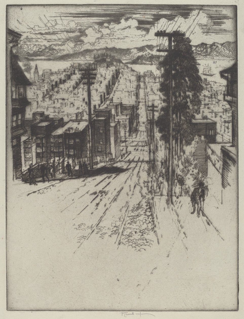 Down and Up the Hills to the Bay, San Francisco autorstwa Joseph Pennell