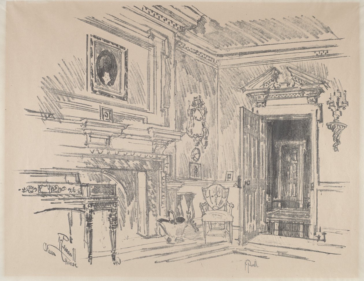 Salon w Cliveden autorstwa Joseph Pennell